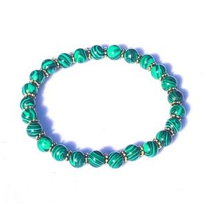 Malachite and Gold Crystal Stretch Bracelet
